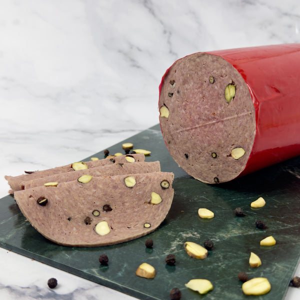 Handcrafted Beef Mortadella With Pistachio Black Peppercorn